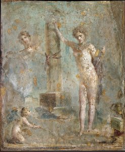 ローマ美術：ポンペイのフレスコ画「ナルキッソス」（ナポリ国立考古学博物館蔵 作： Roman