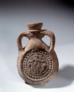 ローマ時代のアート。聖人を表す足の付いたテラコッタ製の弔い用球根。紀元後4世紀。パリ、ルーブル美術館 作： Roman