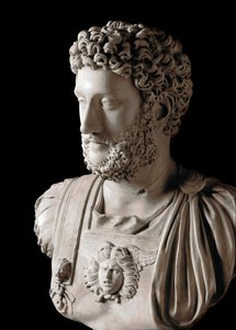 ローマのアート"ローマ皇帝コモドゥス（161-192）" 大理石の胸像 - Musei Capitolini ローマ - 皇帝コモドゥス（161-192）の胸像 - 大理石の彫刻 - Musei Capitolini, ローマ, イタリア 作： Roman