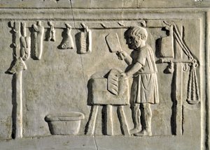 ローマの芸術"a butcher in his shop" Bas relief, Roman civilization, 2nd century AD, Rome, Museo della Civilta Romana - Butcher working in his shop - Stone relief, 2nd century AD - Rome, Museo della Civilta Romana 作： Roman