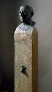 ローマ美術：銀行家Lucius Caecilius Iucundusの胸像（西暦20～69年頃） ブロンズ彫刻。紀元1世紀。ポンペイよりナポリ、ナツィオナル考古学博物館 作： Roman