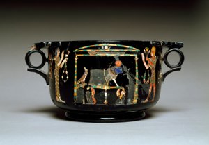 ローマ美術：エジプトをモチーフにしたカップ。カステランマレ・ディ・スタビア出土。紀元1世紀薄さ12cm ナポリ国立考古学博物館蔵 作： Roman