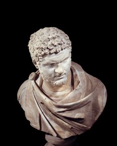 ローマ美術：カラカラ（188-217）の大理石製胸像（西暦211年から217年までの皇帝）。日 0,52 m Paris, Musee du Louvre