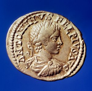 ローマ美術：ローマ皇帝エラガバル（ヘリオガバレまたはマルクス・アウレリウス・アントニヌス）の肖像入り銀製デニール（西暦204～222年） パリ、B.N. 作： Roman