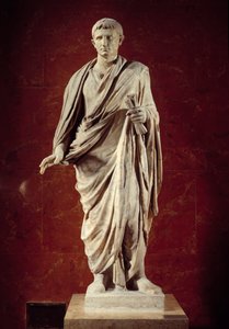 ローマ美術：アウグストゥス皇帝像（CESARE AUGUSTO）（紀元前63年～紀元後14年）1世紀。ヴェッレトリ出身。パリ、ルーブル美術館 作： Roman