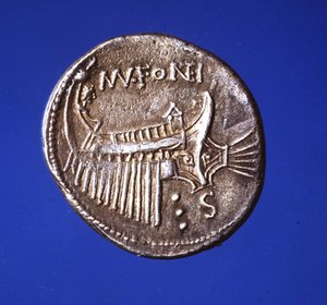 ガレー船を模した銀貨、紀元91年