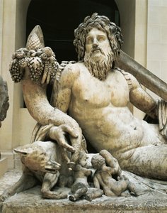 テベレ川を表す像（大理石 作： Roman