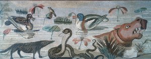 牧神の家（カサデルファウノ）のナイル川の動物、ポンペイ 作： Roman