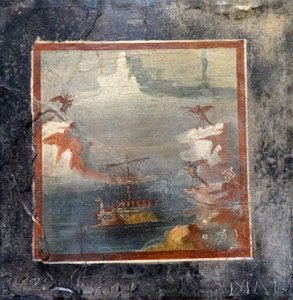 セイレーンの歌に抵抗するユリシーズ（フレスコ画 作： Roman