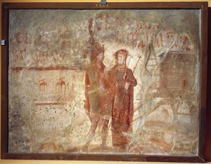 工房の看板と選挙のお知らせ イタリア、ポンペイ 紀元70-79年（フレスコ画 作： Roman