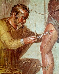 ヴィーナスに助けられたイアピクスに手当てを受けるアエネアス（フレスコ画、AD54-79年） 作： Roman