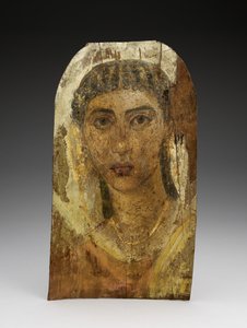 若い女性のミイラの肖像 AD 1-100 （木、ワックス、テキスタイルにペイント 作： Roman Period Egyptian