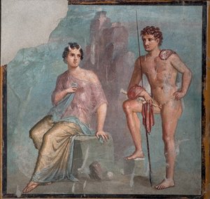 Io と Argus、H. 1 世紀。 広告。 作： Roman Pompeian wall painting.