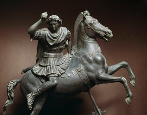 馬に乗ったアレキサンダー大王（紀元前356～323年） 馬はブセファレだろう。シシオネのリュシッペ（紀元前395-305年）の原型に倣ったブロンズ彫刻 ナポリ、ナツィオロジコ博物館