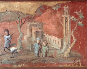 田園風景を描いた古代ローマのフレスコ画 作： Roman Roman