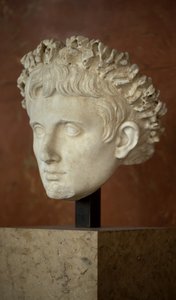 美術 ローマ 皇帝アウグストゥス（紀元前63年～紀元後14年）の頭部 大理石製 作： Roman Roman