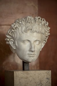 美術 ローマ 皇帝アウグストゥス（紀元前63年～紀元後14年）の頭部 大理石製 作： Roman Roman