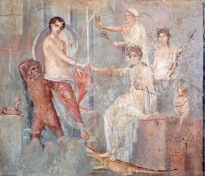 イオのエジプト到着を描いたフレスコ画、ポンペイ、カンパニア、ローマ文明 作： Roman Roman