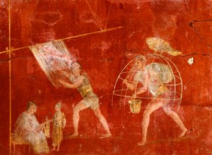 洗濯人を描いたフレスコ画（ポンペイ出土、ユネスコ世界遺産登録 作： Roman Roman