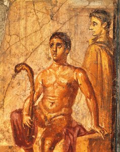 セレーネとエンディミオンを描いたフレスコ画（イタリア、カンパニア州、ポンペイ、百年の家より 作： Roman Roman