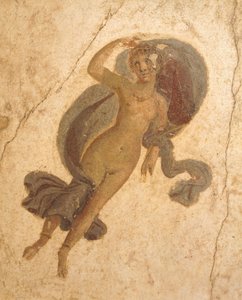 ローマ文明、カンパニア、ポンペイ、「恋人たちの家」の春を描いたフレスコ画 作： Roman Roman