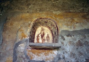 ポンペイのララリウムを描いたフレスコ画（ユネスコ世界遺産登録 作： Roman Roman