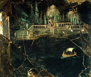 風景を描いたフレスコ画、ポンペイ出土（ユネスコ世界遺産登録 作： Roman Roman