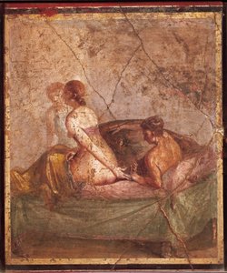 イタリア、ポンペイのエロティックな主題を描いたフレスコ画 作： Roman Roman