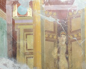 ローマ文明、カンパニア地方、ポンペイ、ファビウス・ルフスの家のフレスコ画。 作： Roman Roman