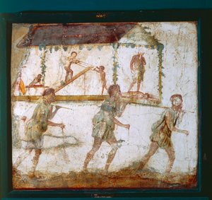 大工の行列を描いたフレスコ画、ポンペイの大工工房 作： Roman Roman