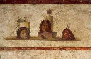 ポンペイ、カイウス・ユリウス・ポリビウスの家、3人の頭部が描かれたフレスコ画（ユネスコ世界遺産リスト 作： Roman Roman