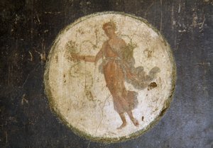 ポンペイ、ヴェッティの家の右翼、メダリオンのあるフレスコ画（ユネスコ世界遺産リスト 作： Roman Roman