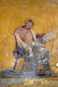 ギリシャの詩人メナンダー、ポンペイ、メナンダーの家のフレスコ画（ユネスコ世界遺産リスト 作： Roman Roman