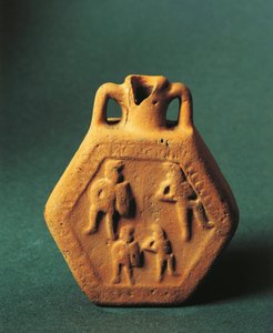剣闘士を表現したヒップフラスコ エミリア・ロマーニャ州（陶器 作： Roman Roman