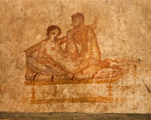 イタリア、カンパーニャ州、ナポリ、ポンペイ、ヴェッティの家、エロティックなフレスコ画 作： Roman Roman