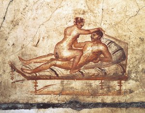イタリア、カンパーニャ州、ナポリ、ポンペイ、ヴェッティの家、エロティックなフレスコ画 作： Roman Roman