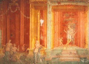 タウリスのイフィゲニア」を描いた壁画、ピナリウス・セリアリスの家、ポンペイ、カンパニア、イタリア 作： Roman Roman