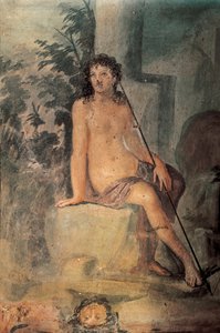 泉のナルキッソス、ロレイオ・ティブルティーノの家のフレスコ画、ポンペイ、カンパニア、ローマ文明 作： Roman Roman