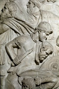 ローマの美術「トラヤヌス帝（53-117）の時代に建設されたローマのトラヤヌスの柱（Colonna Traiana）の浅浮彫りを再現した1862年の型。トラジャネ柱 作： Roman Roman