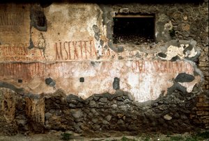 ローマアート：イタリア・ポンペイのアボンダンザ通りの壁に描かれた選挙の碑文（グラフィティ 作： Roman Roman