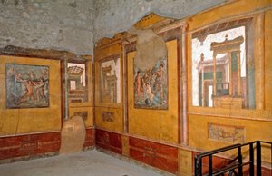 ローマ美術：ヴェッティイ兄弟の家の黄色い部屋の様子（Casa dei Vettii) 作： Roman Roman