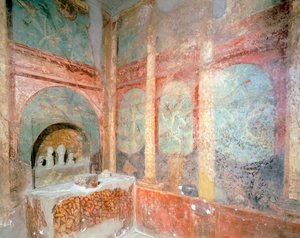 ローマ文明、カンパニア、ポンペイ、メナンダーの家、ラレス崇拝の部屋 作： Roman Roman