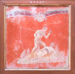 サテュロスとニンフ、AD50-79年（フレスコ画）