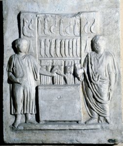 ローマ時代のナイフ屋の看板。Museo di Ostia（オスティア 作： Roman Roman