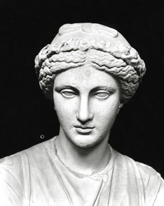 巻物を持つクリオの像、頭部（石）のディテール（モノクロ写真）（161938も参照 作： Roman Roman