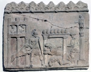 アリーナのヴェナチオ。ローマ時代のエポトの下部レリーフ。
