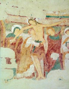 フレスコ画、サン ジャン デュ リジェ礼拝堂、トゥレーヌ 作： Romanesque