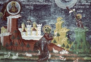 マウントのモーゼ、教会の南壁、1601年 作： Romanian School