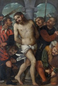 鞭打ち、逆慈悲のマドンナ、約。 1540年。 作： Romanino