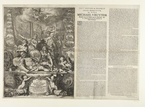 ミヒール・ド・ロイテルの死に関する寓話、1676年 Ed の人生とビジネス: Manhaften Heer、Den Heer Michaël de Ruyter Knight of the Order of St. Michiel, &c. 中尉 ホラントおよびヴェスト・フリースラントの提督 (オブジェクトの称号) 作： Romeyn de Hooghe